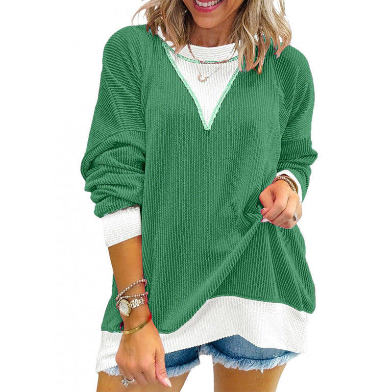 Damen lässiger Pullover aus strukturiertem Material mit V-Ausschnitt Krohn-e