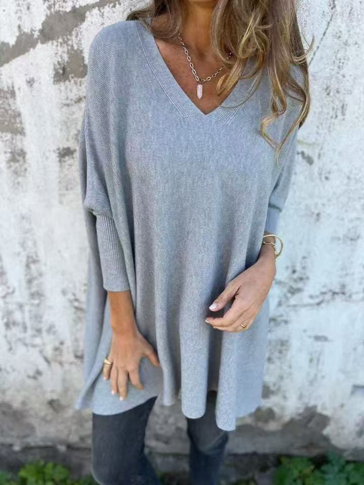 Damen Oversized V-Ausschnitt Pullover im luftigen Design Krohn-e
