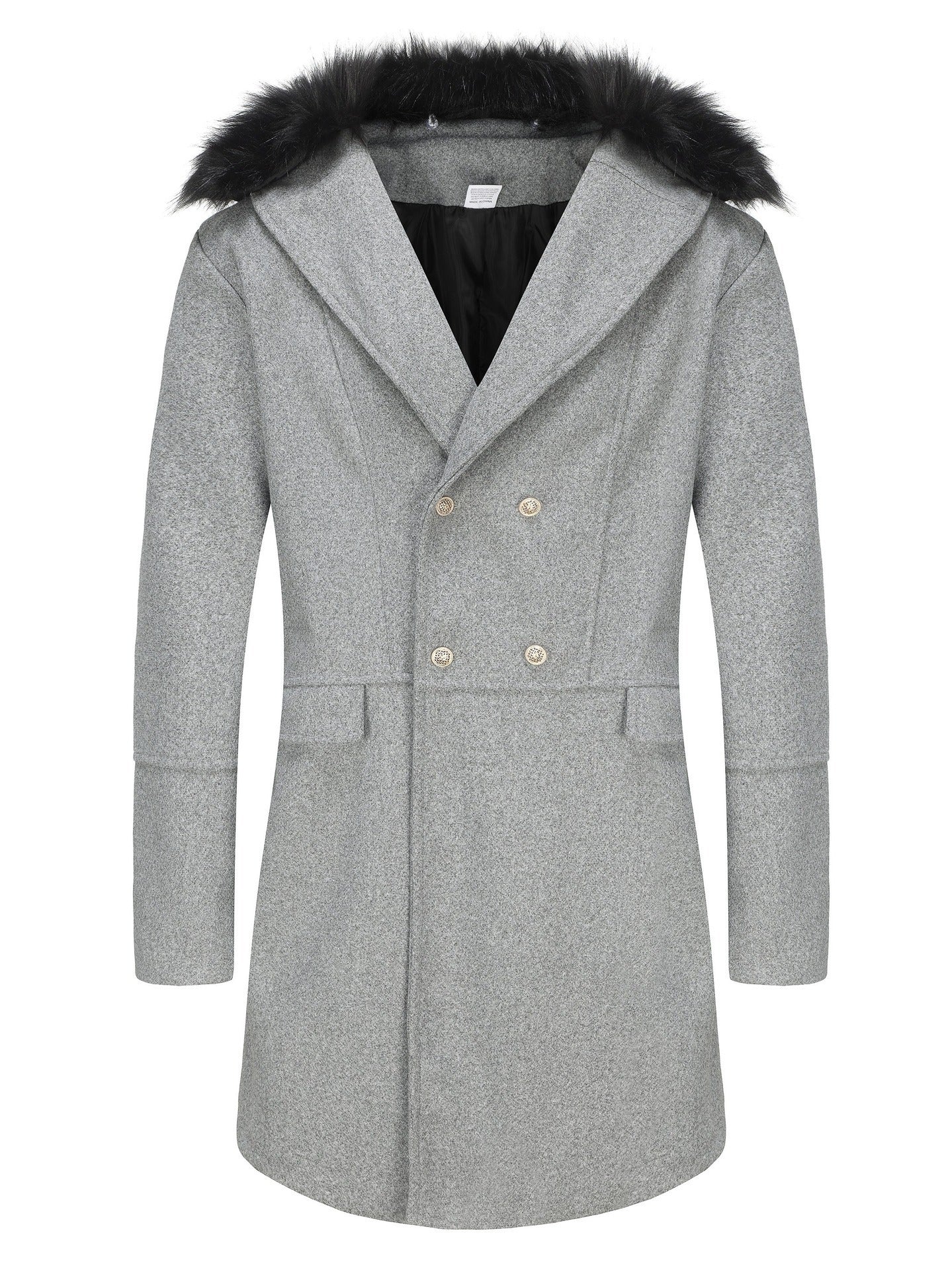 Herren eleganter Langmantel mit luxuriösem Fellkragen Krohn-e