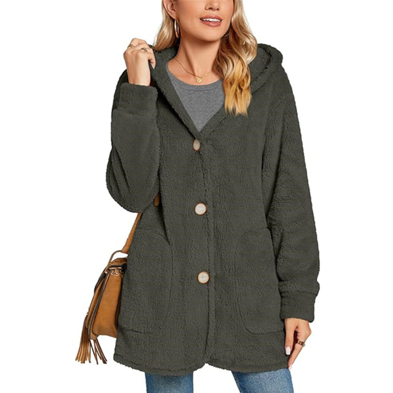 Damen Kuschelige Fleecejacke mit Kapuze und Taschen Krohn-e
