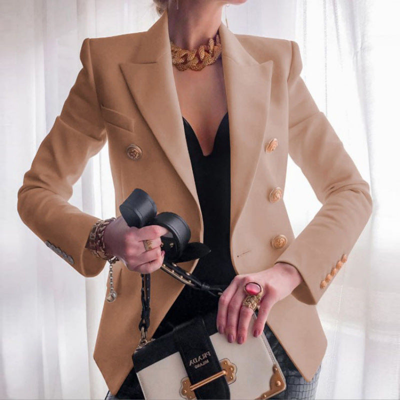 Damen Edler Blazer mit Goldknopf-Detail und klassischem Schnitt Krohn-e
