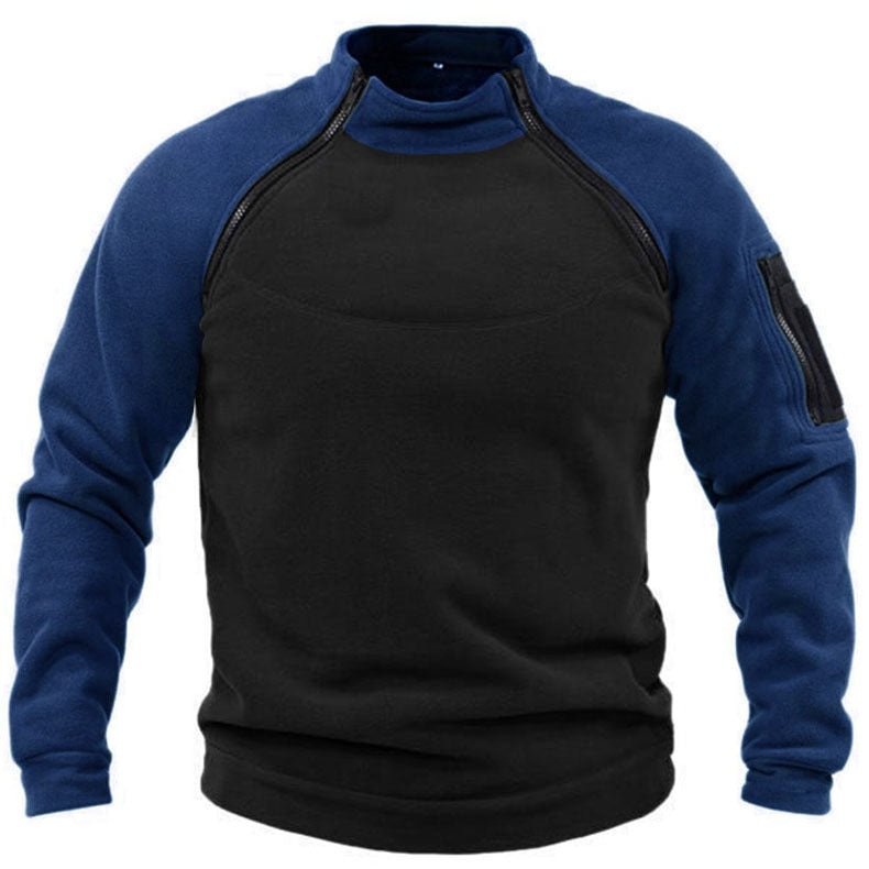 Herren Fleece-Pullover mit hohem Kragen und funktionalen Taschen Krohn-e