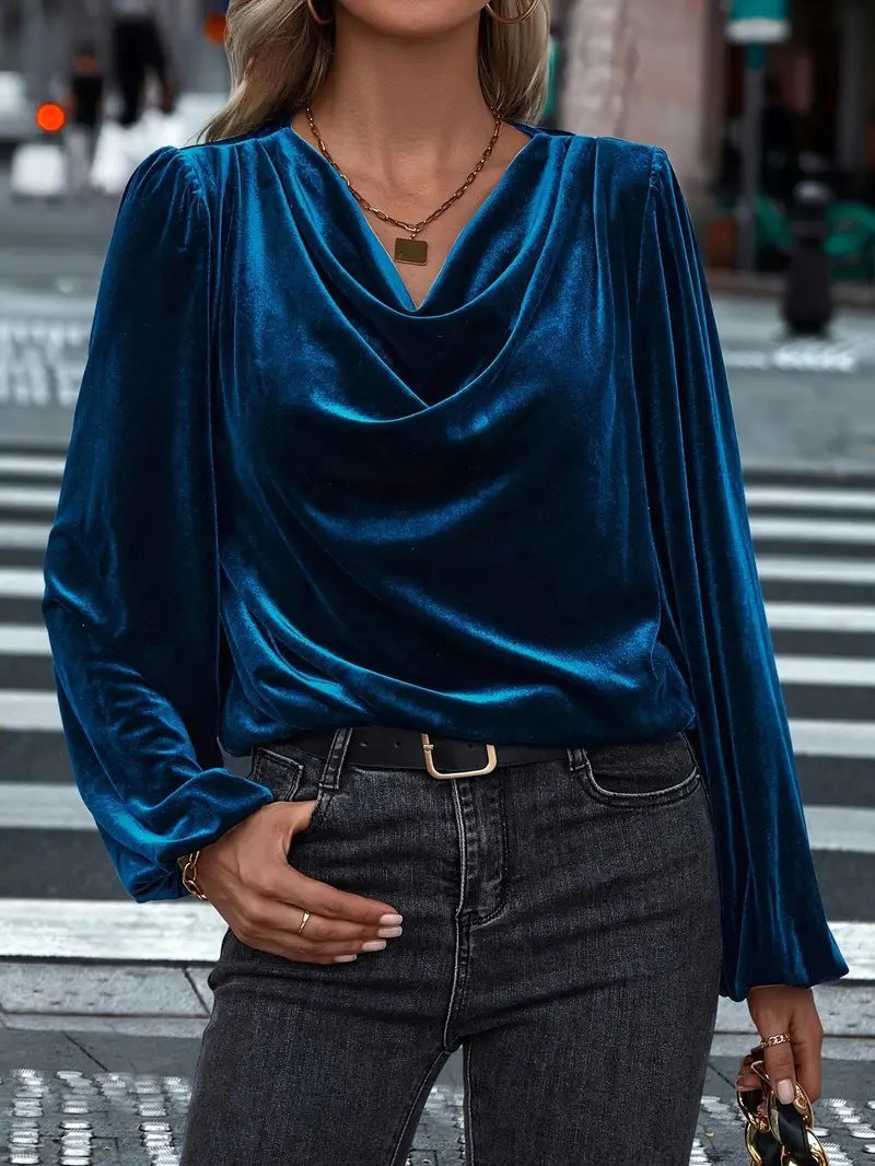 Damen Elegantes Viskosebluse mit Wasserfallausschnitt Krohn-e