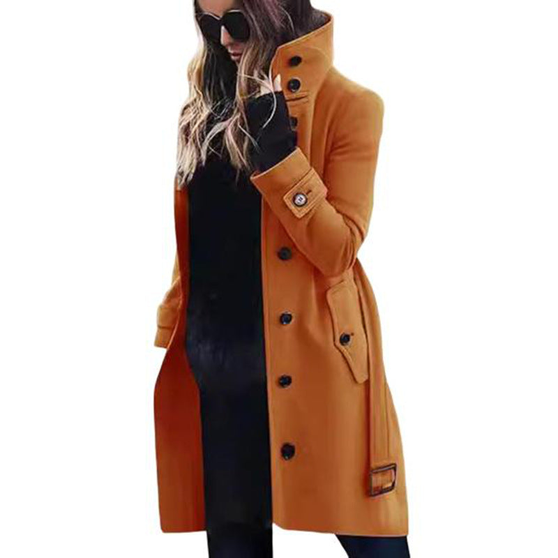 Damen Eleganter Hochkragen-Mantel mit praktischen Taschen Krohn-e