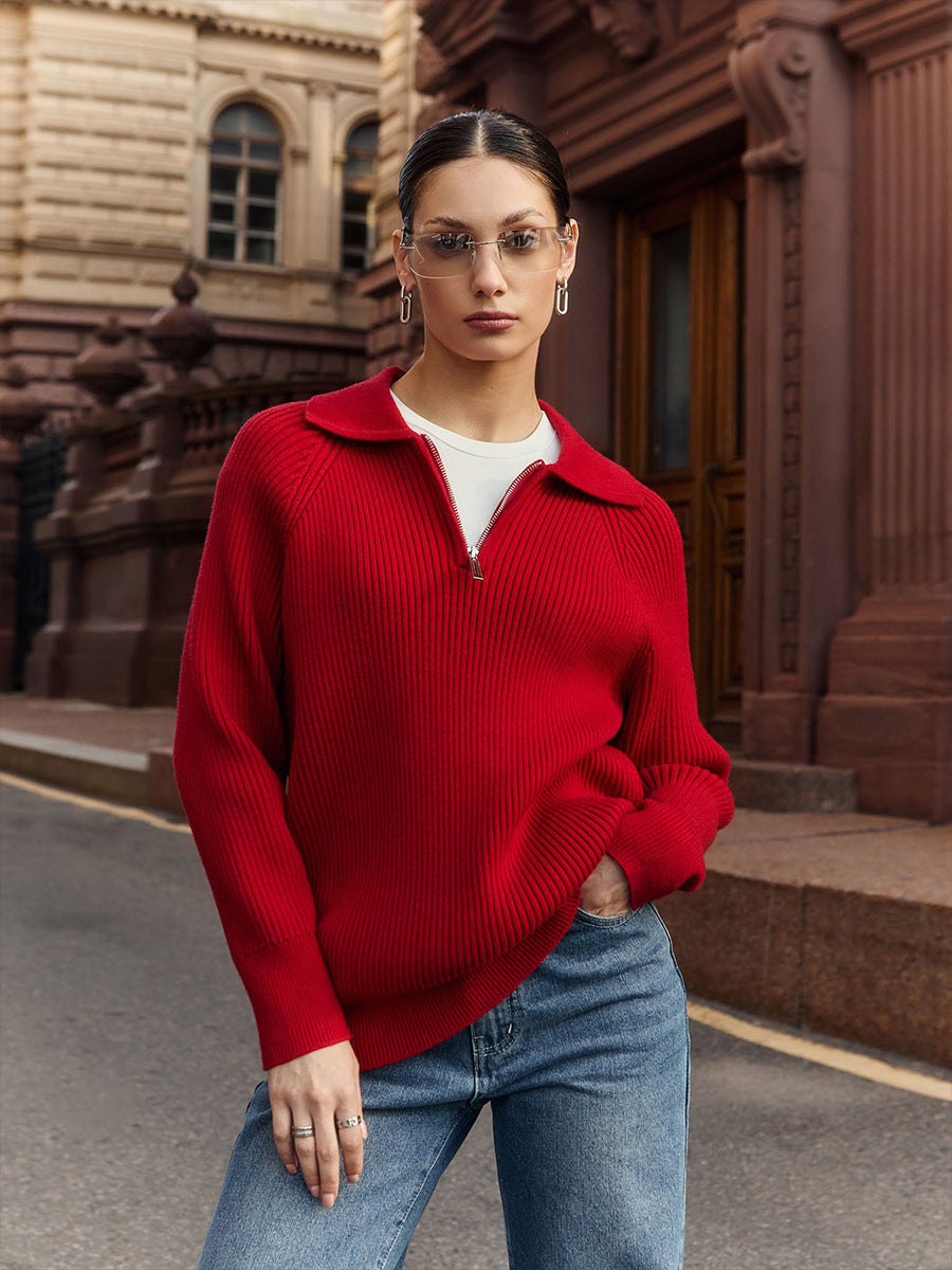 KROHN-E Damen Strickpullover Langarm Relaxed Fit Leicht
