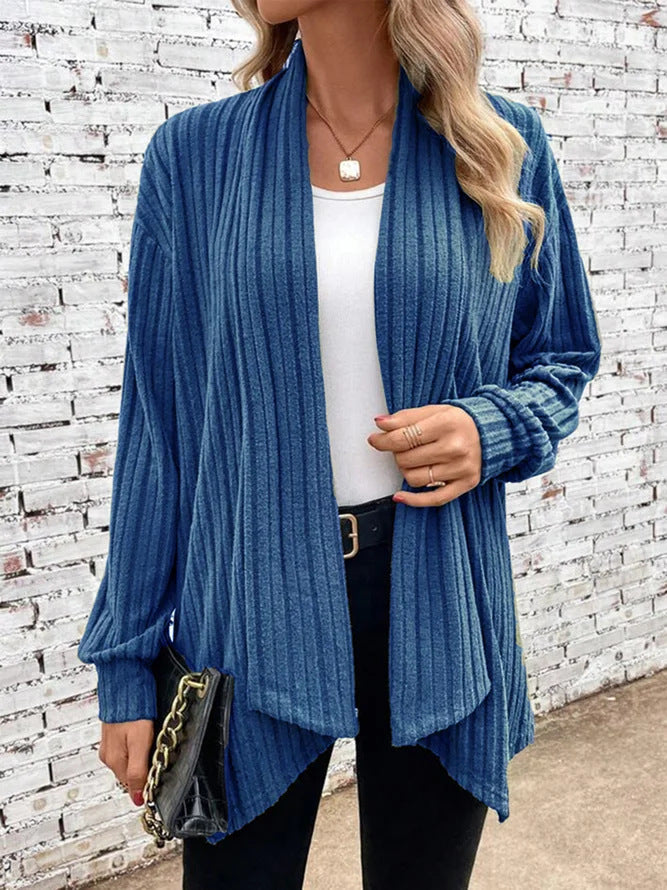 Damen lässiger Strickcardigan mit markantem Rippdesign Krohn-e