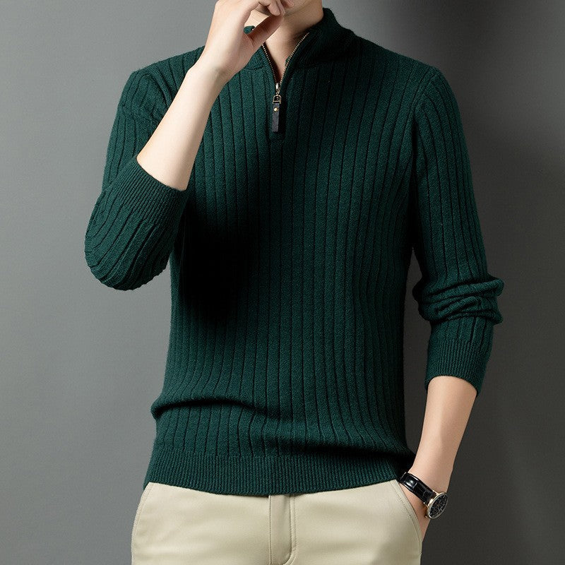 Herren Strickpullover mit modernem Stehkragen im Rippdesign Krohn-e