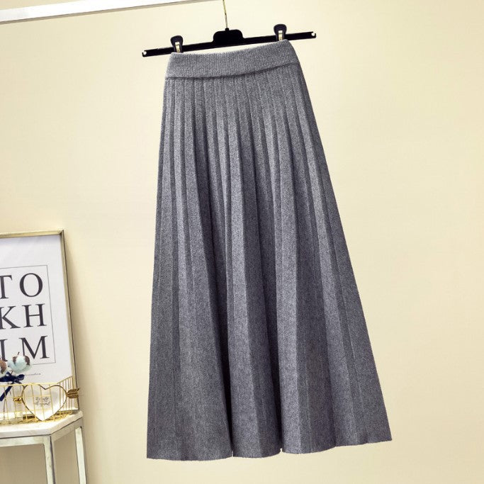Damen Plissierter Maxi-Rock aus hochwertigem Strickstoff Krohn-e