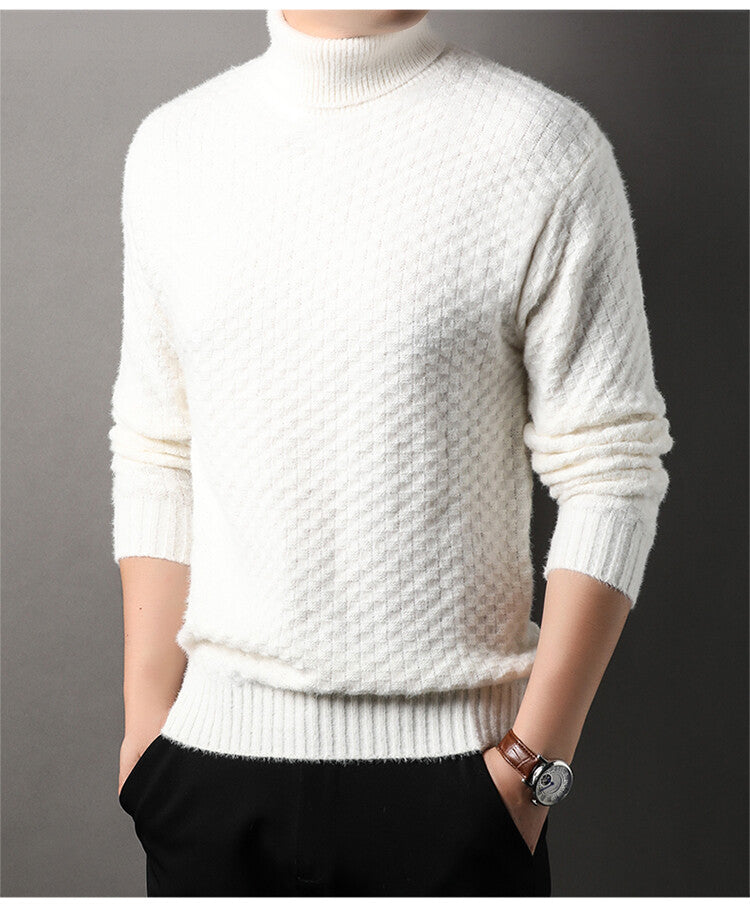 Herren Strickpullover mit hohem Kragen und strukturiertem Design Krohn-e
