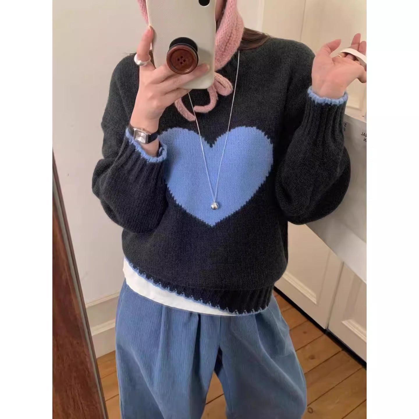Damen angesagter Pullover mit Herzmotiv und lässigem Schnitt Krohn-e