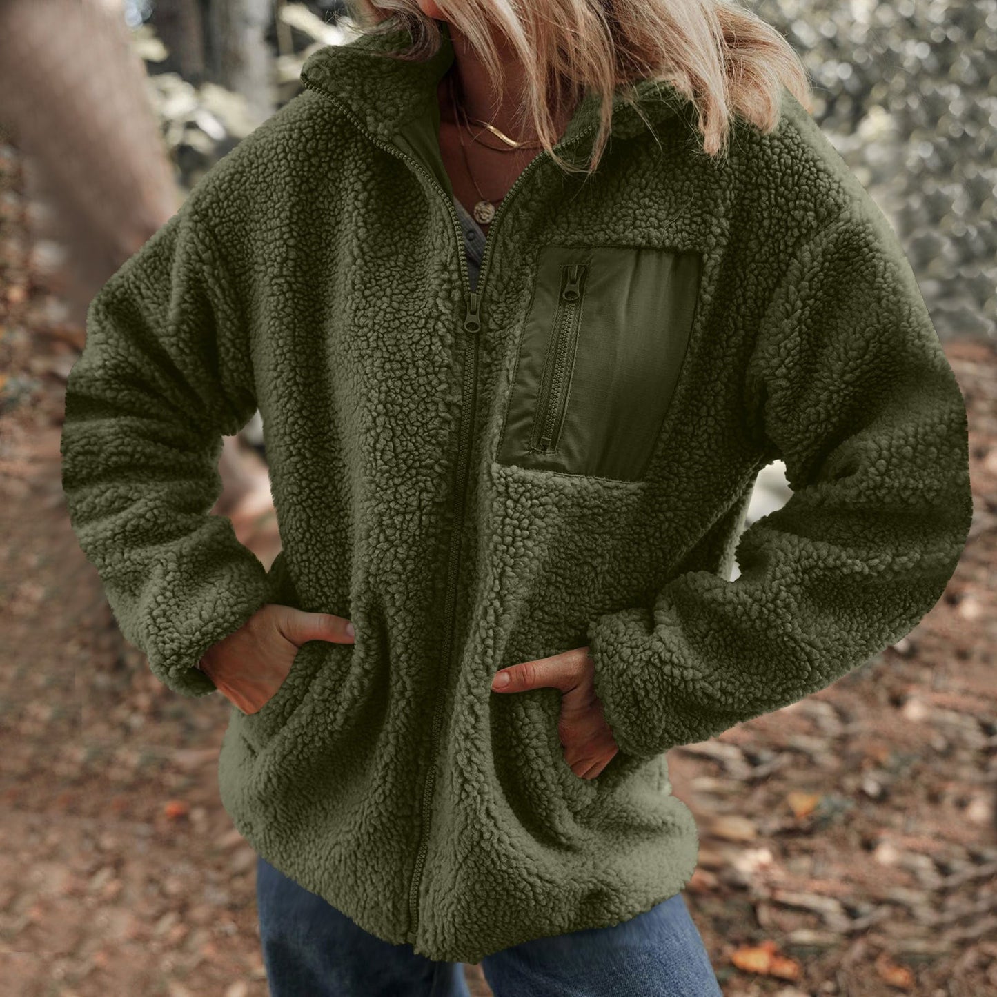 Damen Fleecejacke mit hochabschließendem Kragen und praktischer Brusttasche Krohn-e