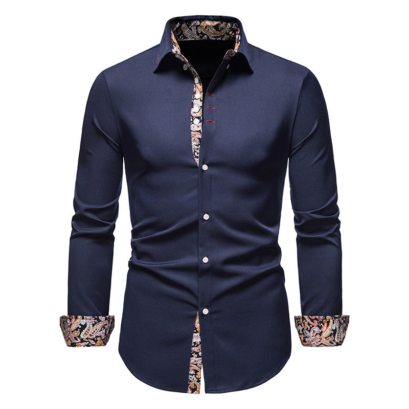 Herren elegantes Langarmhemd mit auffälligem Paisley-Muster Krohn-e