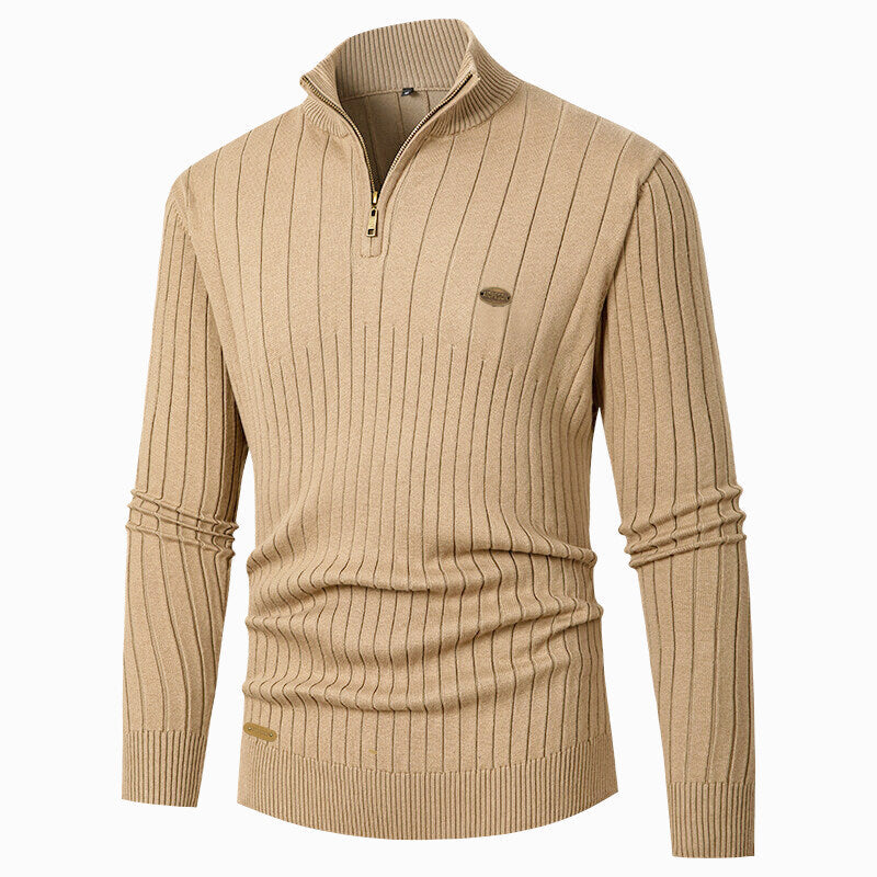Herren Pullover mit modernem Reißverschluss und Rippenstruktur Krohn-e