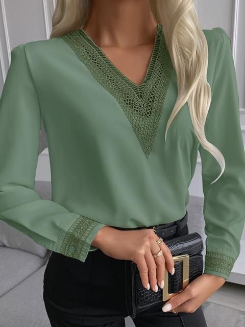 Damen elegante Bluse mit Spitzenbesatz Krohn-e