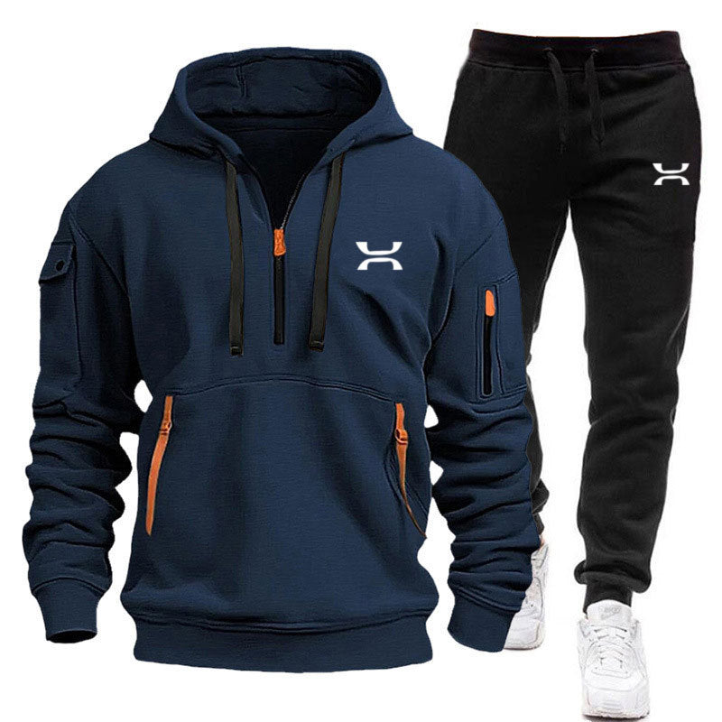Herren sportliches Hoodie- und Jogginganzug-Set mit funktionalen Taschen und sportlichem Schnitt Krohn-e