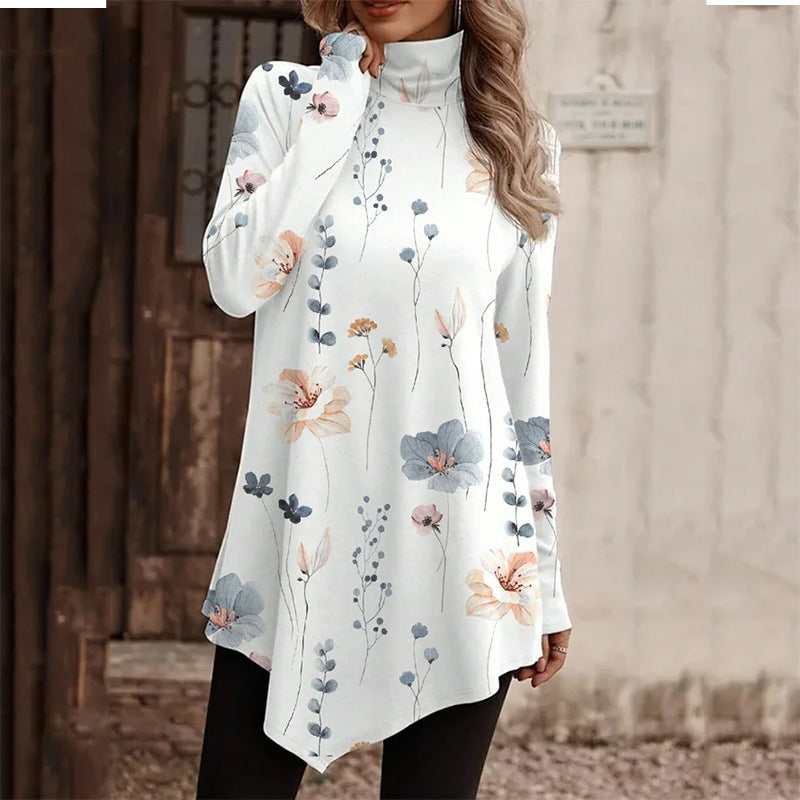 Damen Tunika mit floralem Design und hohem Kragen Krohn-e