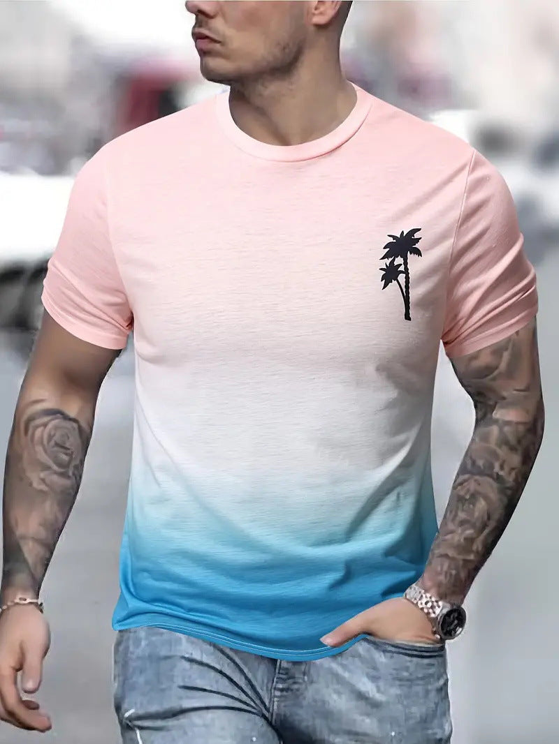 Herren T-Shirt mit modernem Farbverlauf und Palmenstickerei Krohn-e