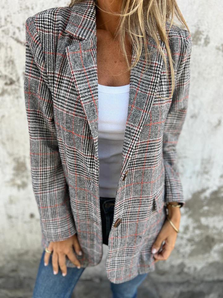 Krohn-e | Lange Hahnentritt Wollanzugjacke