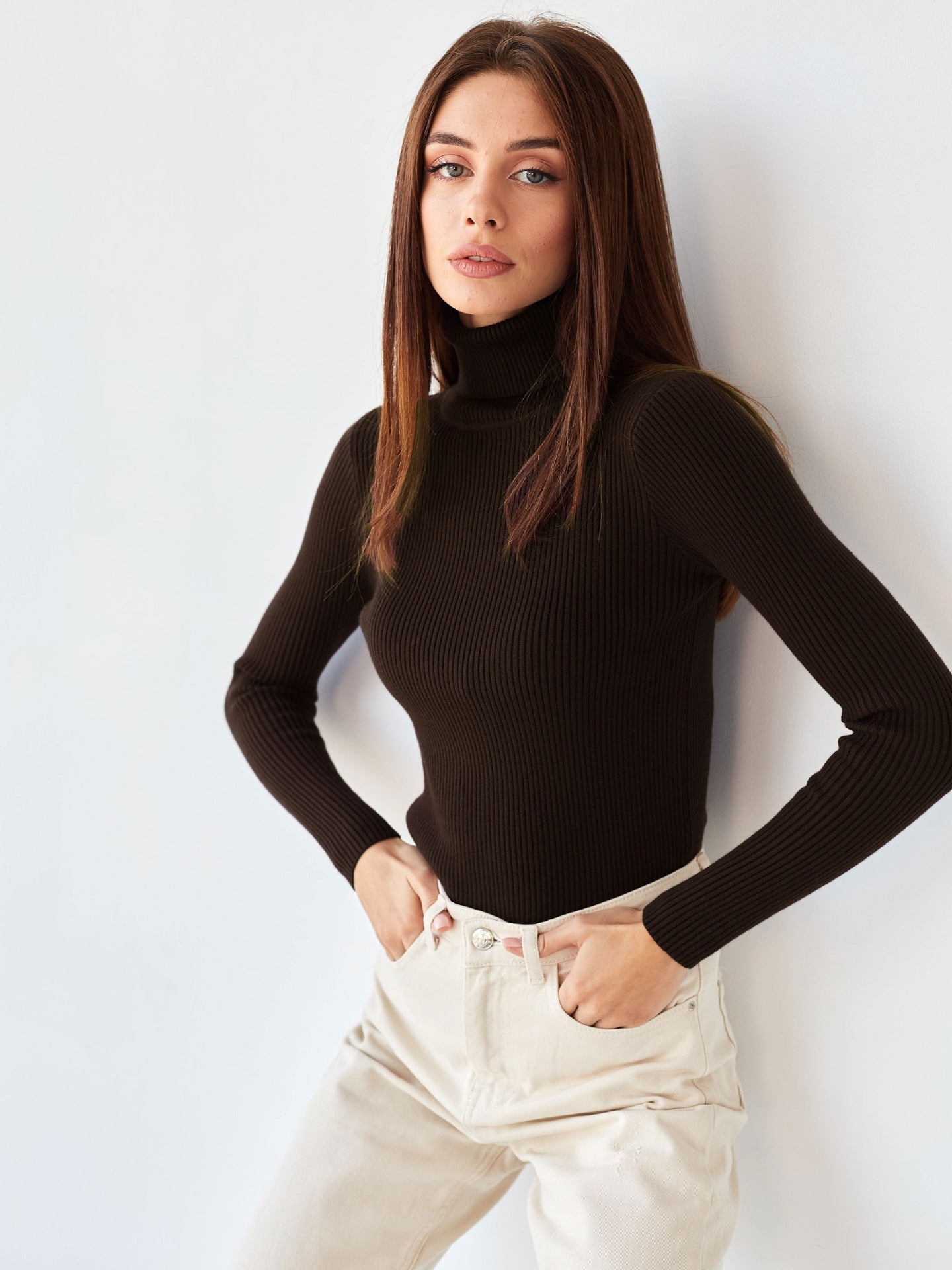 Damen Rollkragenpullover mit geripptem Design und lässigem Schnitt Krohn-e