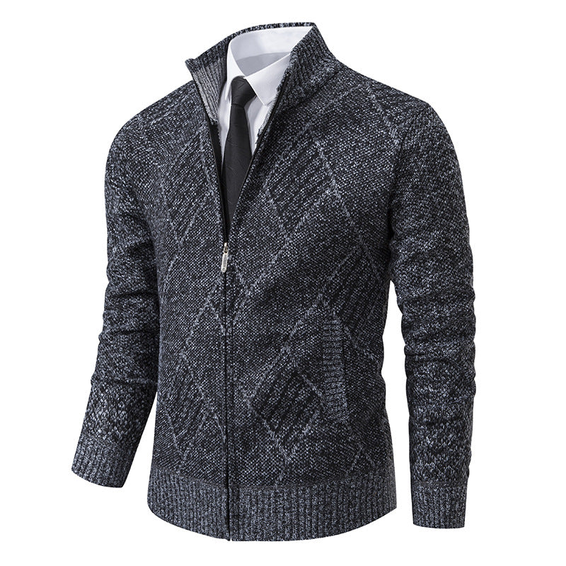 Herren Strickjacke mit modernem Muster und schmalem Schnitt Krohn-e