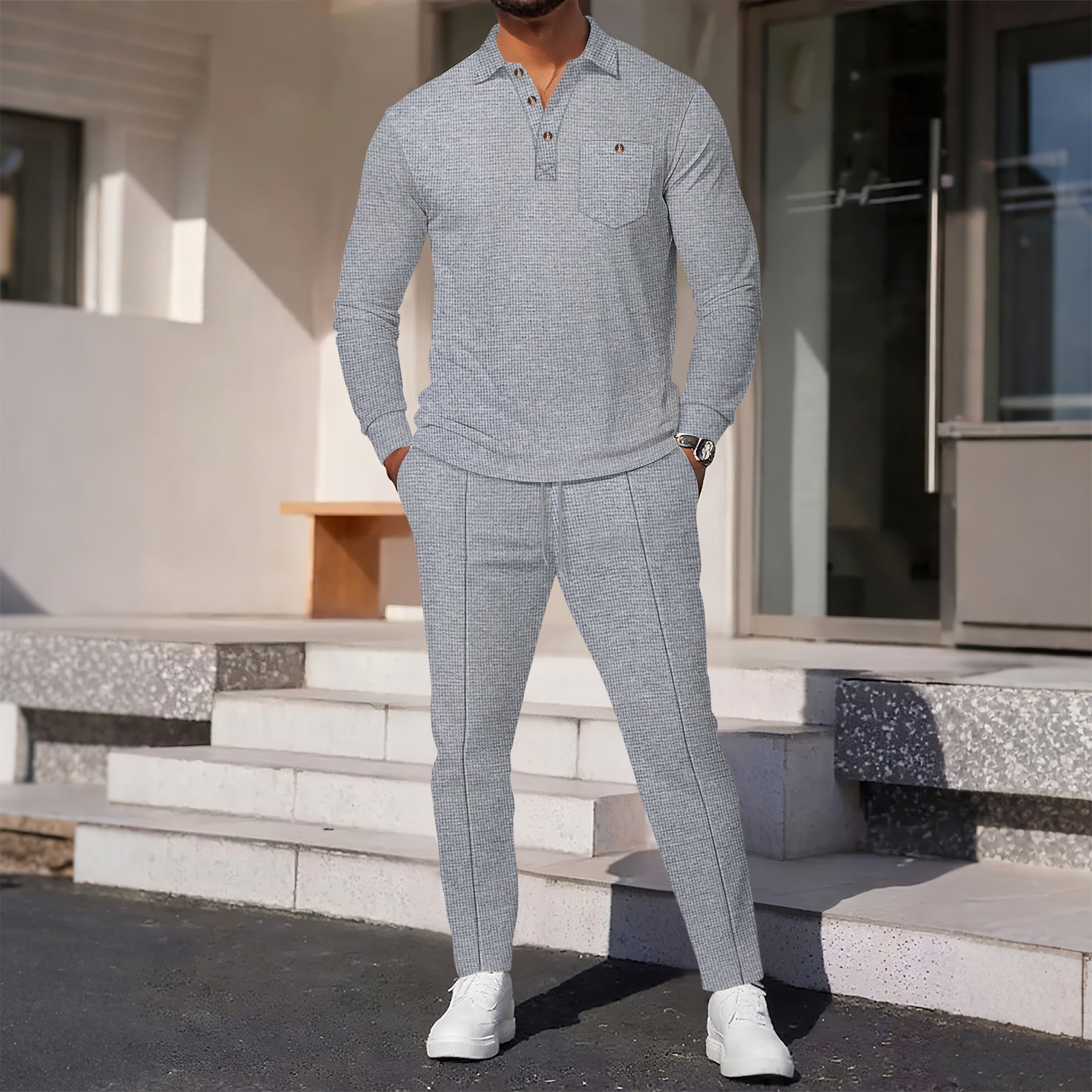 Herren eleganter Freizeitanzug mit strukturiertem Oberteil und bequemen Hosen Krohn-e