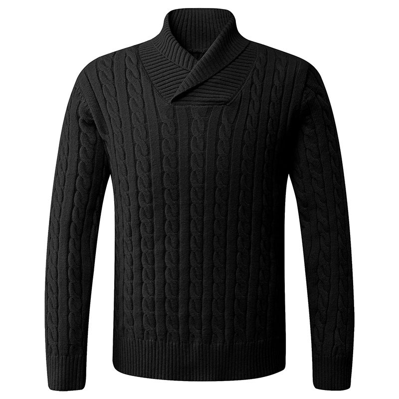 Herren Grobstrickpullover mit modernem Schalkragen und Zopfmuster Krohn-e