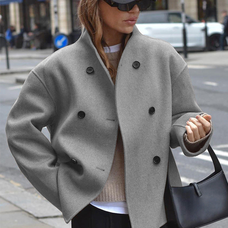 Damen Wolljacke mit doppelter Knopfleiste und weitem Schnitt Krohn-e