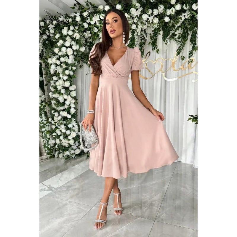 Damen Elegantes A-Linien Midi Kleid mit weichen Falten Krohn-e