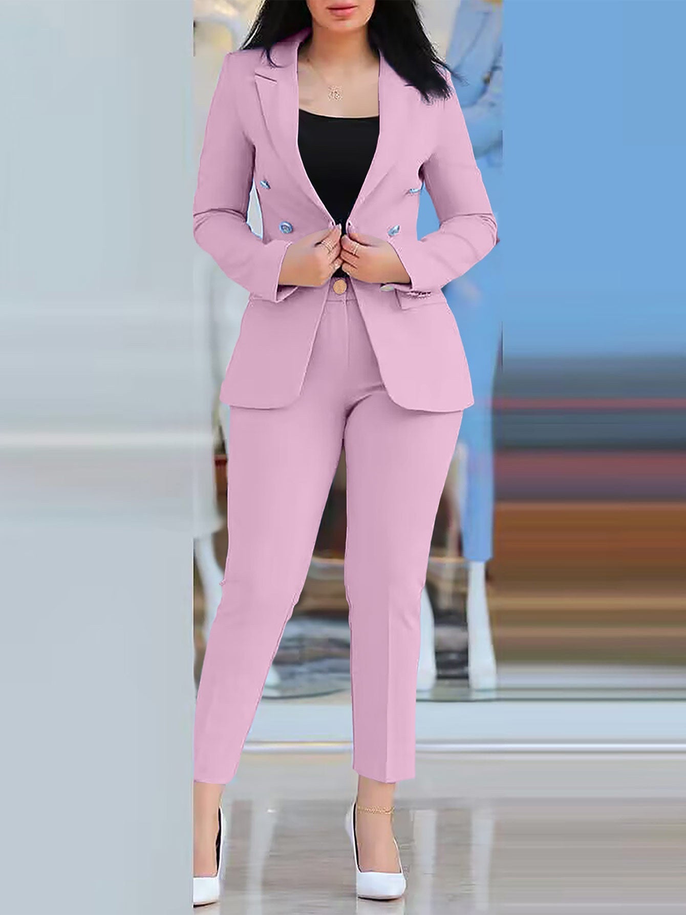 Damen Elegantes Anzug-Set mit tailliertem Blazer und schmalen Hosen Krohn-e