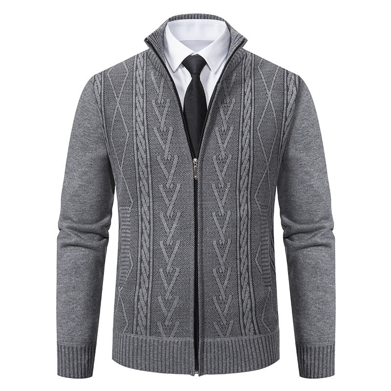 Herren Strickjacke mit modernem Zipper und eleganter Zopfstruktur Krohn-e