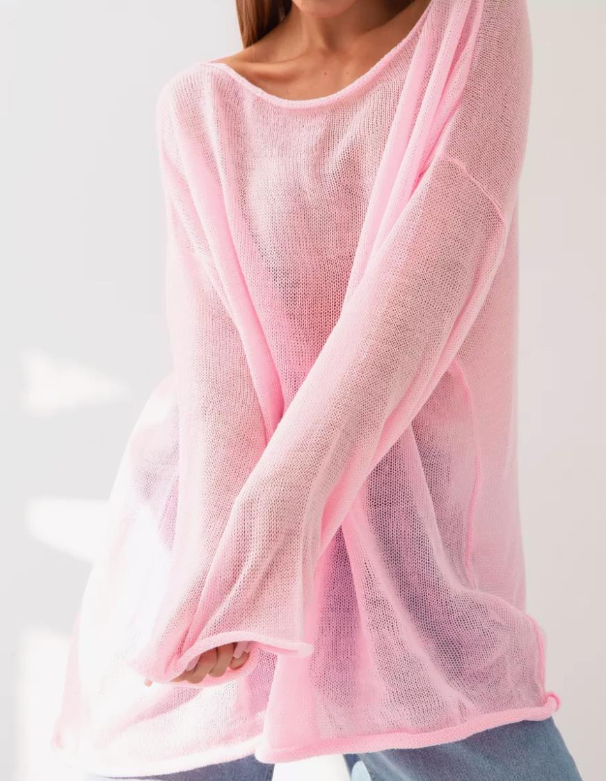 Damen luftiger Oversize-Strickpullover mit weitem Schnitt und transparentem Gewebe Krohn-e