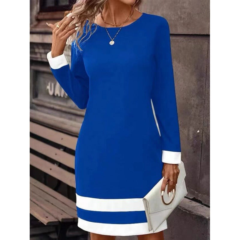 Damen Elegantes Kleid mit kontrastierenden Ärmelabschlüssen und Saum Krohn-e