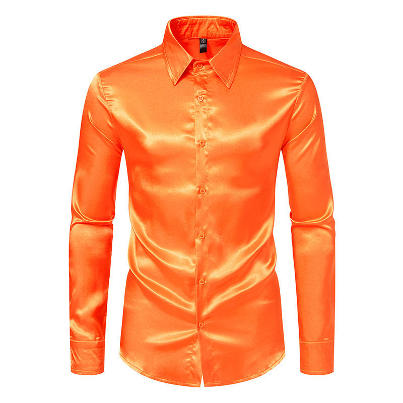 Herren Elegantes Satinhemd mit schimmerndem Finish und klassischem Kragen Krohn-e