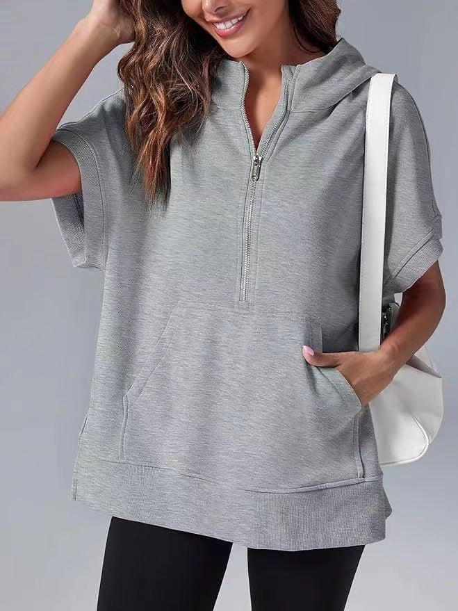 Damen Lichtgewicht Kapuzenpullover mit halbem Reißverschluss und Taschen Krohn-e