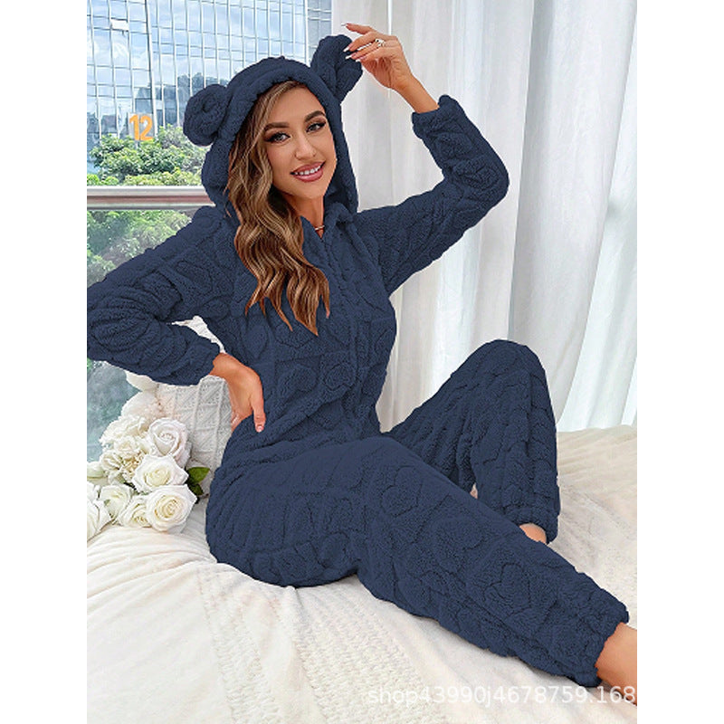 Damen Gemütlicher Fleece-Overall mit Kapuze Krohn-e
