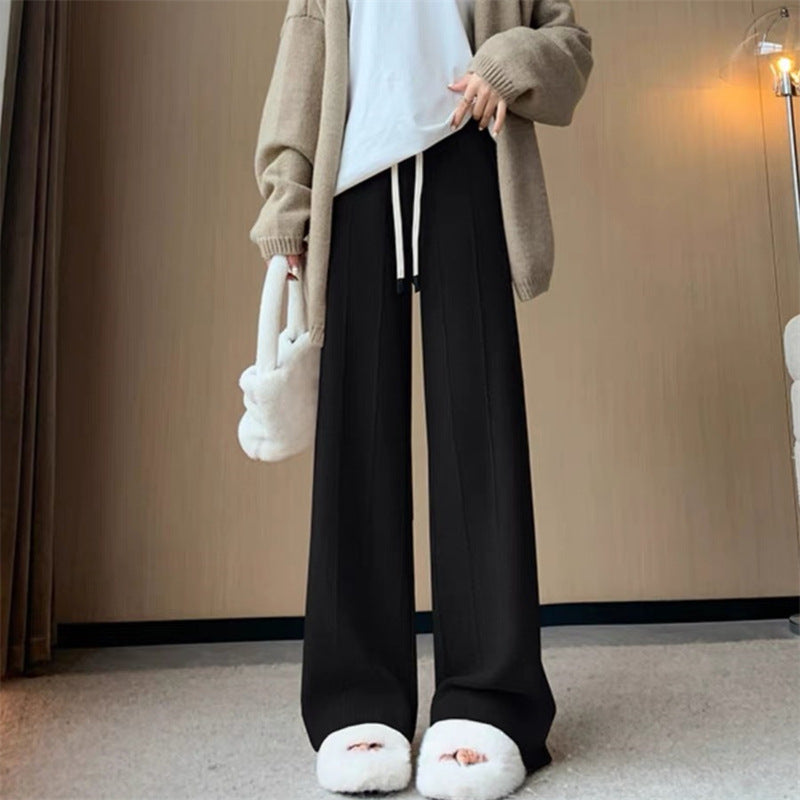 Damen Bequeme, hoch geschnittene Strickhose mit praktischem Bindeband Krohn-e