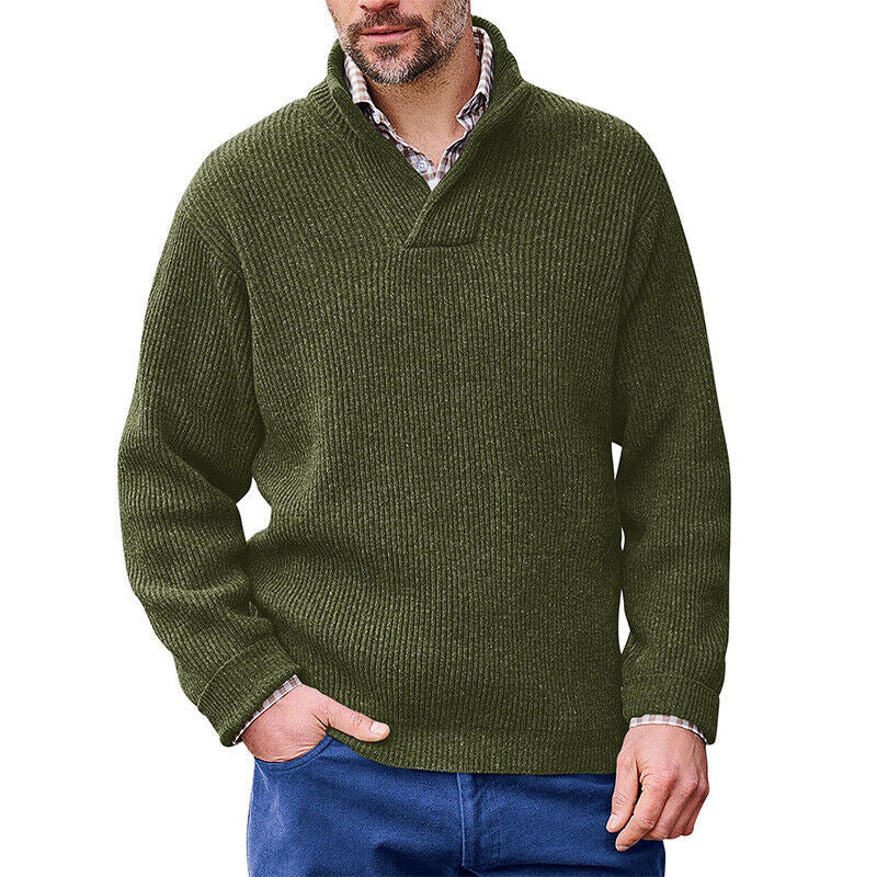 Herren Strickpullover mit modernem Stehkragen und feiner Rippstruktur Krohn-e