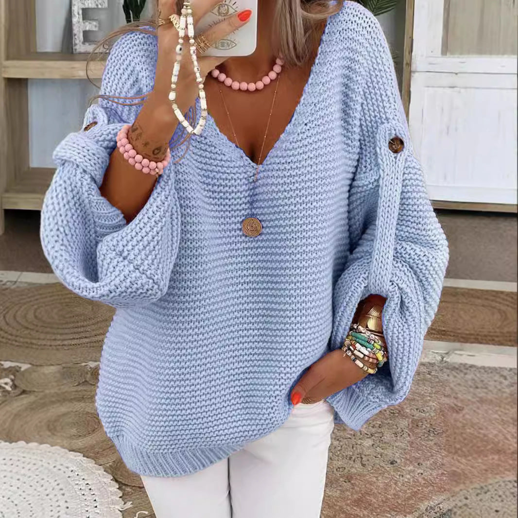 Damen Grober Strickpullover mit V-Ausschnitt Krohn-e