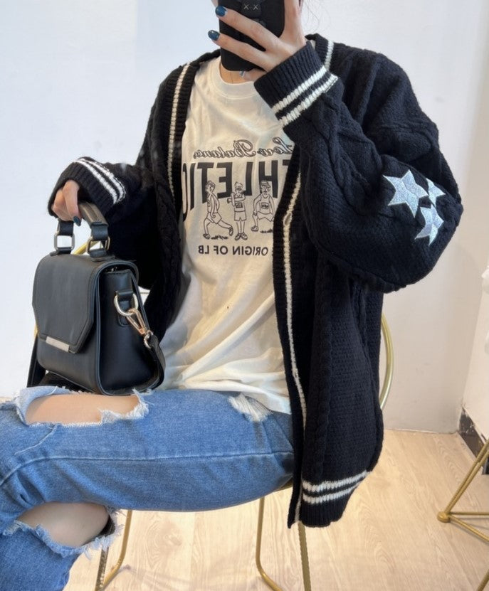 Damen Grobstrick Cardigan mit modischem Sternenmotiv Krohn-e