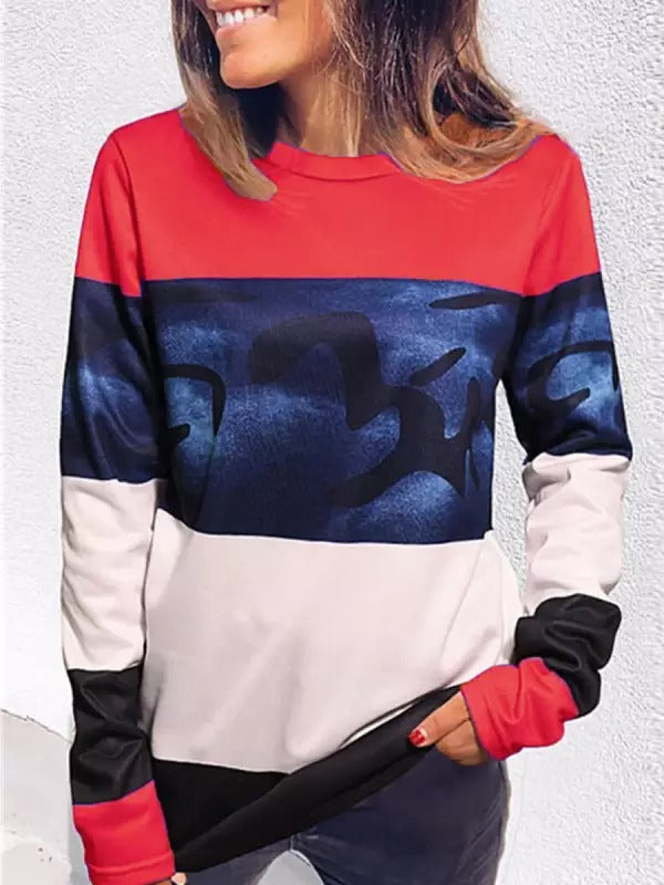 Fudus: Lässig bedrucktes Rundhals-Sweatshirt mit langen Ärmeln