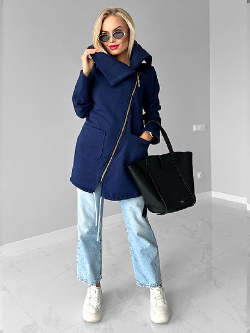 Krohn-e | Reißverschluss Revers Mid Length Fleece Sweatshirt Jacke