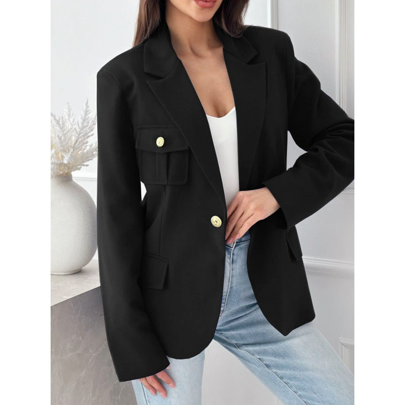Damen klassische doppelt-knöpfte taillierte Blazer mit Taschen-Detail Krohn-e