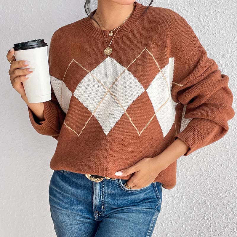 Krohn-e | Geometrischer Strickpullover Mit Farbkontrasten