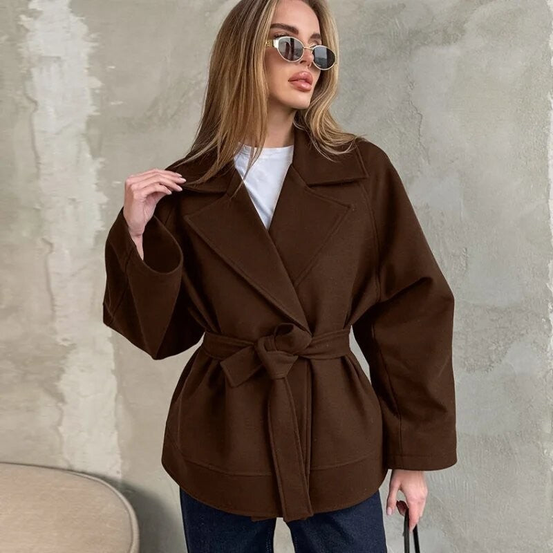 Damen Modische Wickeljacke aus hochwertigem Material mit taillierbarem Gürtel Krohn-e