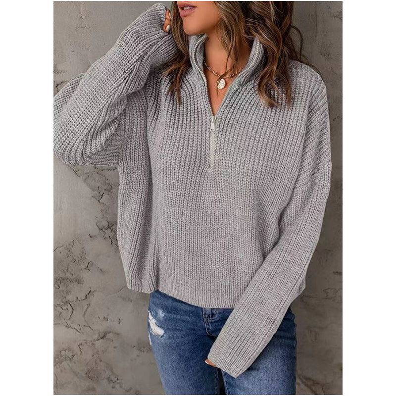 Damen Strickpullover mit kurzem Reißverschluss Krohn-e