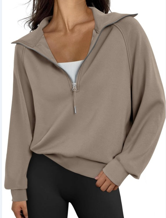 Damen lässiger Sweatpullover mit hohem Kragen und Reißverschluss Krohn-e