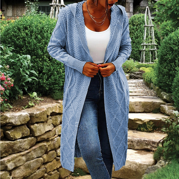 Damen Strick-Cardigan mit Kapuze und luxuriösem Zopfmuster Krohn-e