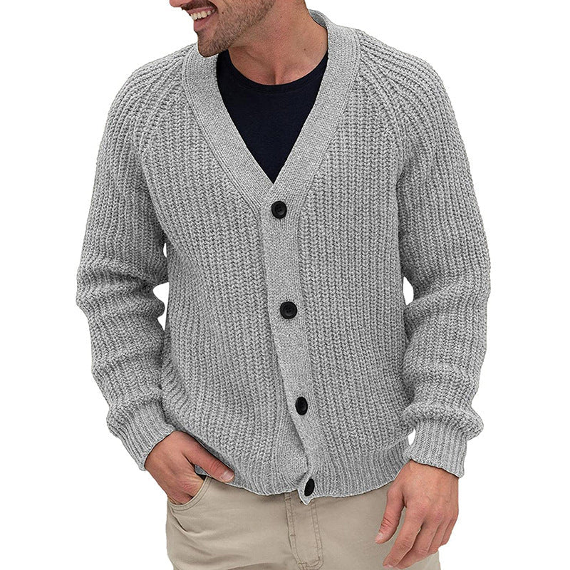 Herren Strickjacke mit grober Maschenstruktur und eleganten Knopfdetails Krohn-e