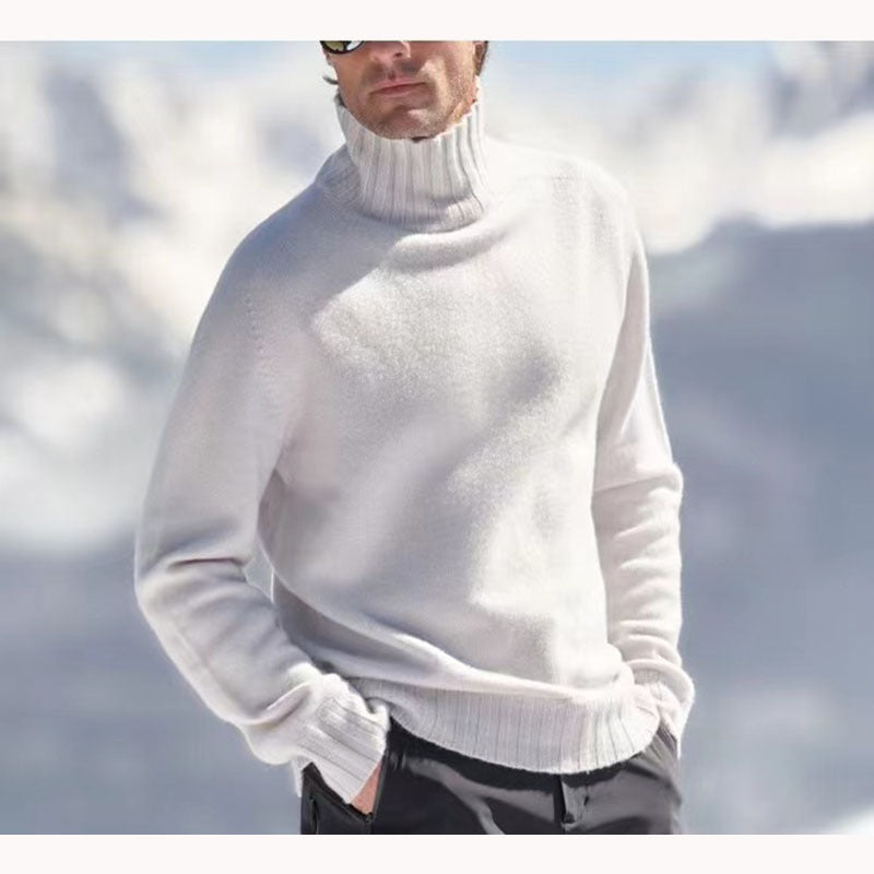 Herren Rollkragenpullover aus hochwertiger Wolle mit strukturierten Details Krohn-e