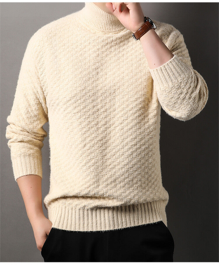 Herren Strickpullover mit hohem Kragen und strukturiertem Design Krohn-e